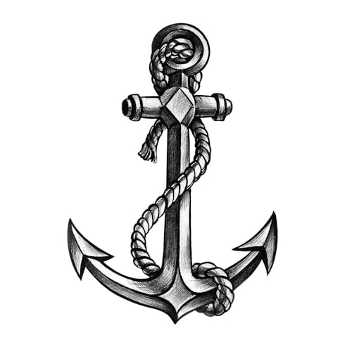 SanerLian Set of 5 Waterproof Temporary Fake Tattoo Stickers Grey Anchor Ship (SF4406)
