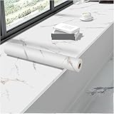 LJISEHG Mehrfarbiges Marmor-Kontaktpapier mit Holzmaserung, selbstklebendes Vinyl-Reparaturblatt, verschiedene Größen for Hausrenovierung, Möbelausbesserung und Dekor(White,60 x 500 cm)