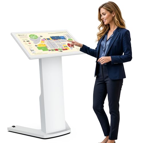 Image of 32-inch Floor Standing Self Service Kiosk with Touchscreen, 4+32GB HD 1080P 60HZ Digital Signage Display with Android 13 OS, Angle Adjustable Self-Ordering Kiosk Stand Terminal Machine