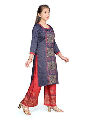 Image of Aarika Girl's Cotton A-line Knee Length Kurta and Pallazo Set