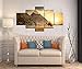 5 Panel Vintage Egyptian Pyramid Picture for Living Room Bedroom Wall Decor Desert Scenery Prints Posters Kitchen Wall Art Canvas Painting Stretched and Framed Home Office Decoration (60
