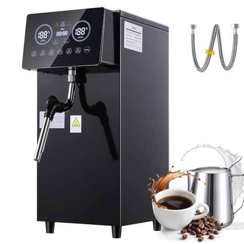 TERUISI Commercial Milk Frother, 3000W Automatic Steam Device, 6L/1.6Gal Electric Coffee Milk Foamer Stainless Steel with LED Display & Adjustable Temperature for Café Shop Hotel