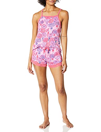 Munki Munki Women's Jersey Tank And Short Pajama Set, Coachella Umbrella, L #TOP4