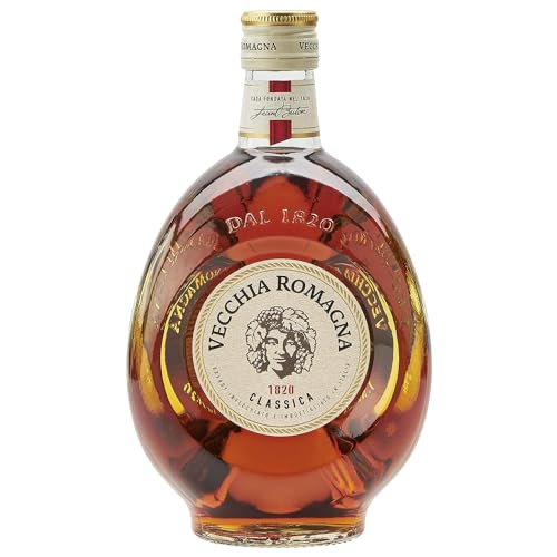 Vecchia Romagna Classica 70cl – Brandy in Eichenholzfässern gereift, frischer und feiner Geschmack. 37,2% vol.