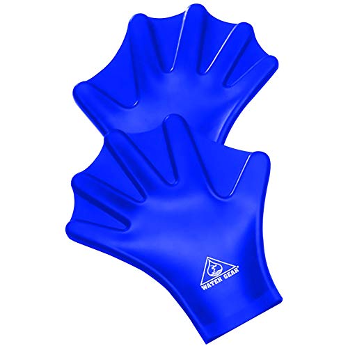 Water Gear Silicone Force Gloves - Aqua Fitness Gloves - Great For Workouts And Diving - Designed With Enhanced Grip (Blue, Small/Medium) #TOP3