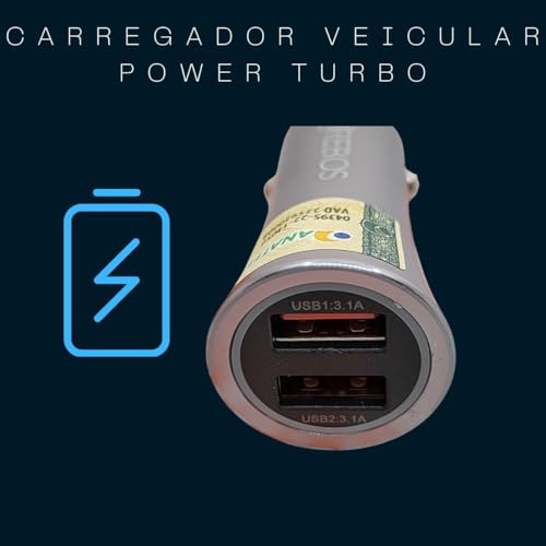 Carregador Veicular Fast Turbo QC 15w 3.1A Duplo USB