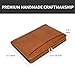 Geslun Genuine Leather Portfolio with Front Pocket for Men and Women, Zippered Padfolio Binder 8.5 x 11 Legal Pad Notebook Holder, Fits 13” Laptop, Professional Work File Case, Brown, Oil Tanned