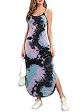 Floerns Women's Strappy Split Summer Casual Tie Dye Long Maxi Dress Black Tie Dye XS