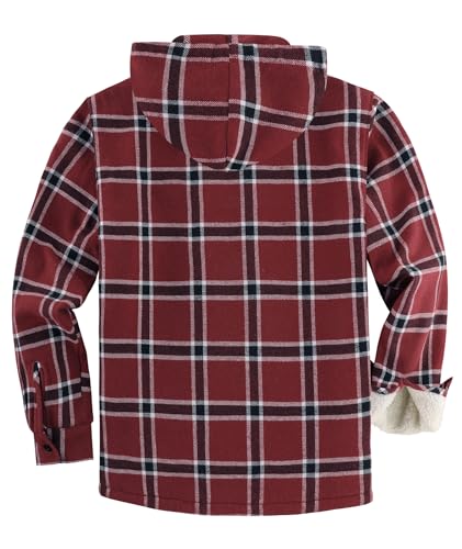 Image of SCODI Men's Flannel Shirt Jacket Fleece Sherpa Lined Plaid Zip Up Hoodies | Machine Wash, 4 Pockets, Big and Tall, Vintage, Classic, Stylish, Casual, Heavyweight Sweatshirt, Winter Outwear, Warm Coat