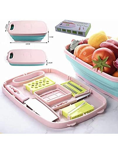 Collapsible Cutting Board 2023 Multi Functional Cutting Board Cut Meat, Fruits, Vegetables 9 In 1 Cutting Board Makes Life Easy Storage Container This Board Kitchen, Indoor & Outdoor, Rv (Baby Pink) #TOP2