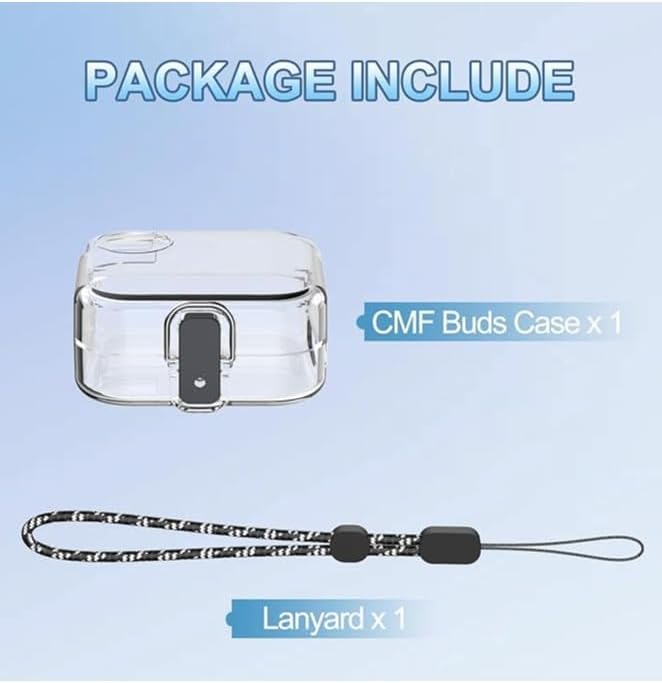 For CMF Buds Case Cover, Hard PC Shell Clear Protective Earbuds Case, Only Compatible with CMF Buds, Headphones Case with Lanyard Accessories