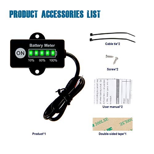 Runleader Led-batterij-brandstofindicator, DC12 V/24 V, real-time weergave van de batterijcapaciteit, toepasselijke… - Afbeelding 8