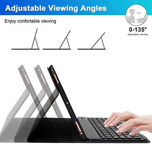 Image of SOPPY Bluetooth Keyboard Case with Mouse for iPad 9th Gen 2021, 8th Gen 2020, 7th Gen 2019 10.2 inch, Air 3 & Pro 10.5 inch, Detachable Wireless Keyboard, Slim Protective Cover, Rechargeable, Black