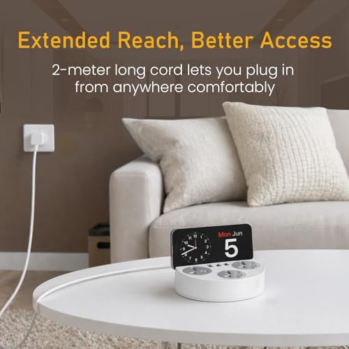 Image of Portronics Power Plate 5 Pro, 6-in-1 Power Extension Board with 3 Universal Sockets, 2 USB-A & 1 Type-C Port, 1500W Output, Built-in Mobile Holder, 2M Long Cord, Overload & Surge Protection