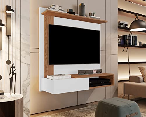 Painel TV Turyn até 32 Polegadas Branco/Freijó - JM Casa dos Moveis