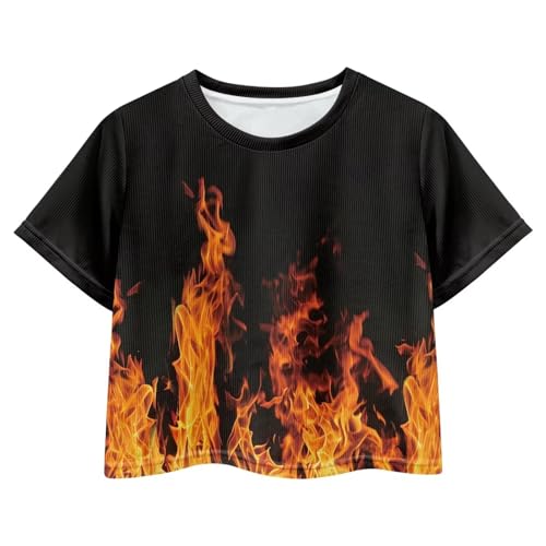 Image of Girls Crop Tees Crew Neck Casual Short Sleeve T Shirts Kids Loose Soft Comfortable Tees Blouses Shirt for Little Girl