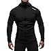 Broki Felpa Palestra Uomo con Cappuccio Bodybuilding Fitness Allenamento Sport Felpe(Nero,XL)