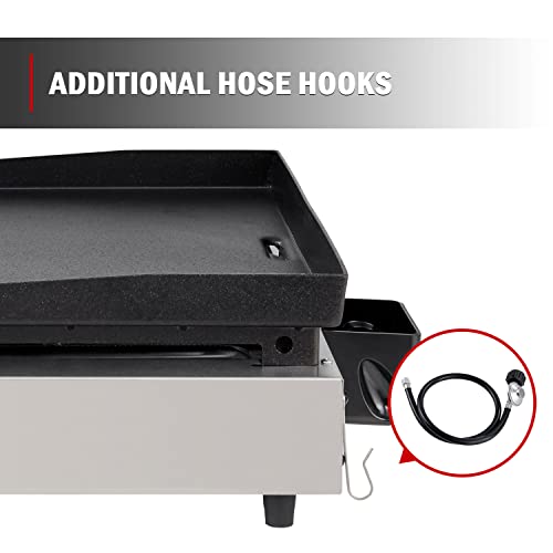 Monument Grills Portable Table Top Griddle Flat Top Propane Gas Grill Griddle 18 Inch Stainless Steel Griddle With Knobs & Ignition For Outdoor Cooking Camping, Black #TOP3