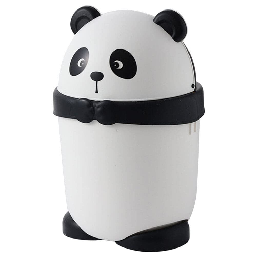 Yardwe Mini Trash Can Cute Panda Trash Can with Lid Garbage Can Countertop Wastebasket Trash Bin Counter Garbage Lint Bin for Countertop Coffee Bar Desk Car