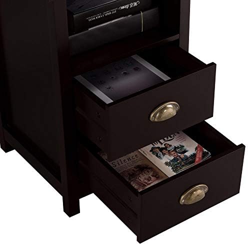 Yaheetech Bedside Table Bedside Cabinet with 2 Drawers Wooden Nightstand Modern Side Table Home Furniture for Bedroom, Living Room, Guest Room, Espresso