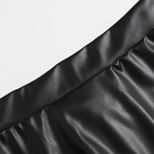 Women's High Waist A-Line Skirt - Slimming Elastic Waist Faux Leather Long Skirt, Princess Style Formal/Casual Wear3