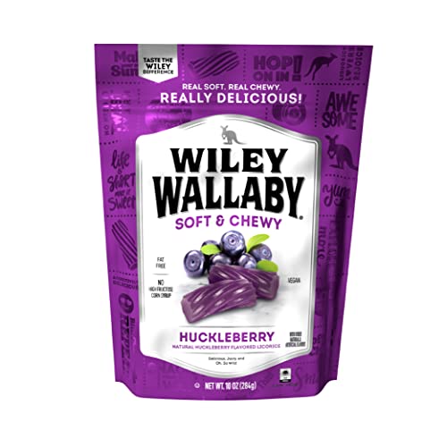 Wiley Wallaby Australian Style Gourmet Licorice Huckleberry Soft and Chewy 10z