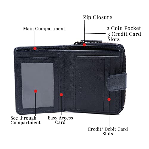 Image of LOUIS STITCH Safiano Leather Blue Wallet for Men | RFID Blocking Bifold Wallet with ID Card Holder, 2 Card Slots | Slim Purse for Men, Genuine Leather (WL-SF BU)