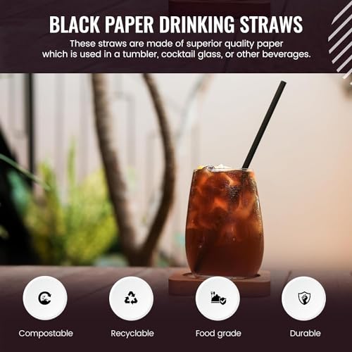 500 pitillos de papel negro biodegradables miniatura 6