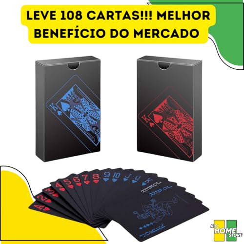 Kit 2 Baralhos Black Vermelho Ou Azul Resistente A Água Anti Rasgo Poker Mágica