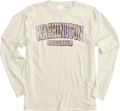 Washington Huskies NCAA Officially Licensed Long Sleeve T-Shirt Ivory Dyed Ringspun Vintage, Medium by Blue 84 - Used condition - US$26.02