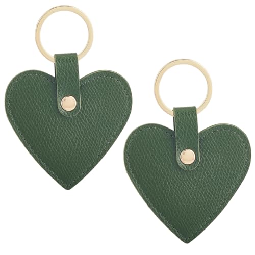 CALFOVERA 2 Llavero de Piel Sintética con Forma de Corazón para Mujer, Organizador de Llaveros con Forma de Corazón, San Valentín, Bolso, Llavero, Accesorio para Coche (Verde)