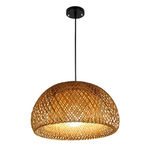 Luminária pendente de tecelagem | Lâmpada de arte de tecelagem com abajur de tecido de bambu - Lustr