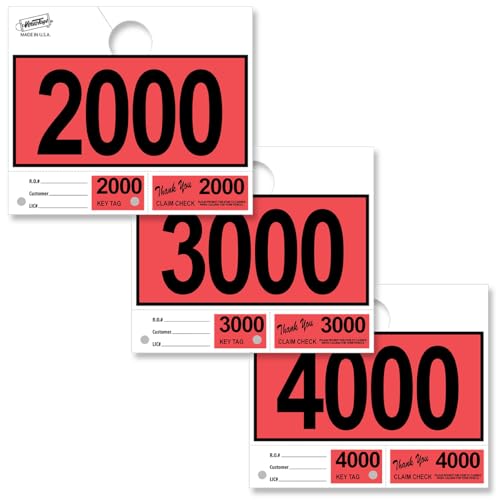 Versa-Tags Red 3-Part Dispatch Hang Tags, 3000 Count, 2000-4999