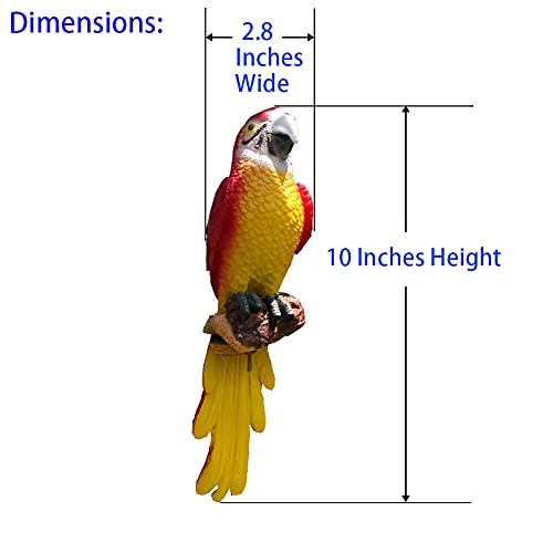 Bsirzam Hanging Parrot Statue Sculpture On Metal Round Ring Decor For Patio Garden Lawn And Nature Lovers Tropical Bird Collectors By Gifts, 10 Inches Long Yellow #TOP1