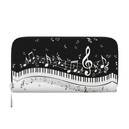 Piano Keys with Musical Notes Print Casual Clutch Purse Hand Wallet for Women Capacity Wallet Stylish Travel-Friendly
