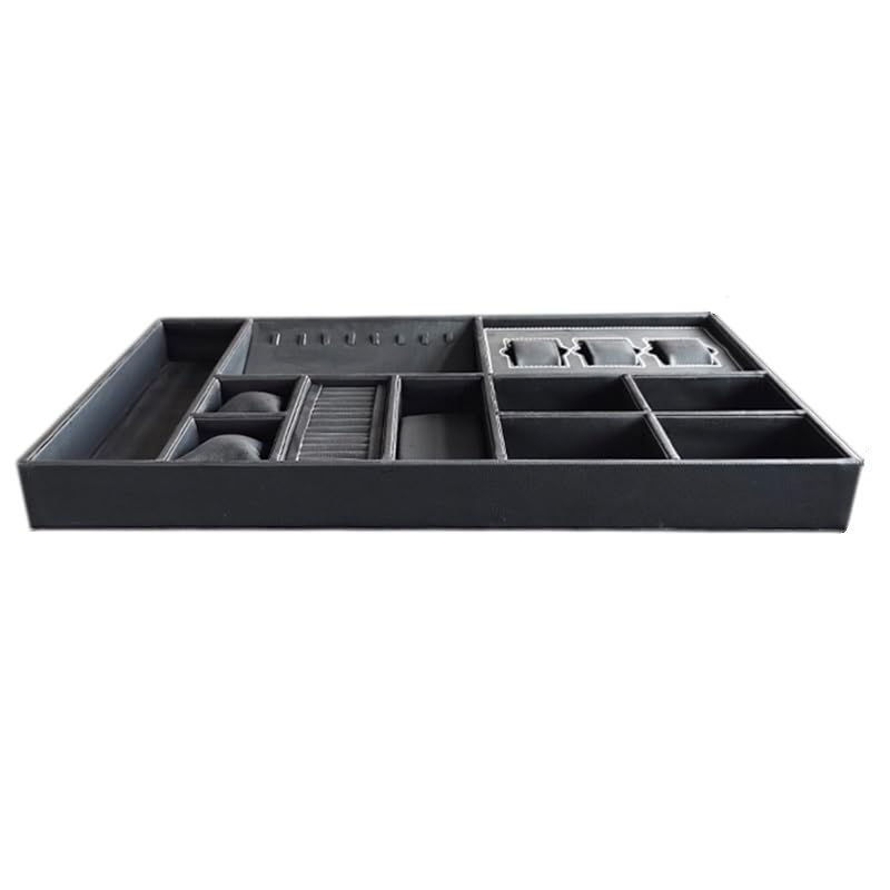 Bandeja organizadora de Joyas apilable: separadores para Collares, Anillos y Pulseras, Organizador para cajones (Gris a)