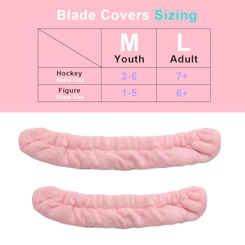 Coolrunner Ice Skate Blade Covers, Sports Blade Cover Skate Blade Protector for Hockey Skates, Figure Skates and Ice Skates, Black (Pink, Medium)