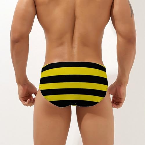Yellow Black Striped Men’s Swim Briefs Triangle Swimming Trunks Bikini Surf Swimsuit2