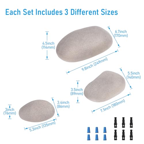 Image of LEONLITE 2 Set 5CCT Low Voltage Pebble Shape Lights Outdoor 6Pcs Light Gray