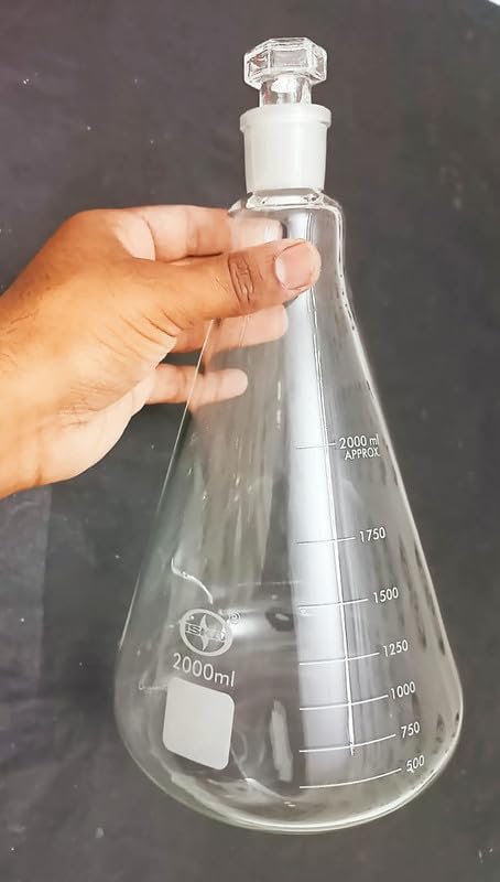 ISKO Borosilicate GLass Conical Flask with Joint B-24 and with Hollow Stopper 250 ML Graduated (2 Pc.)-image-23
