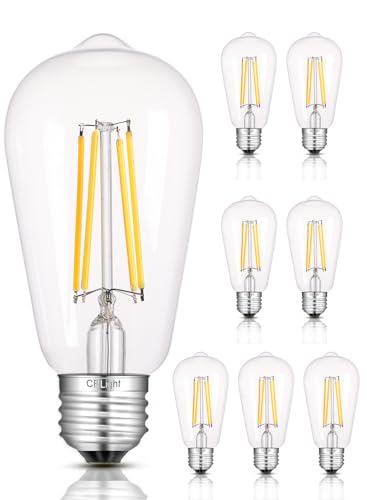 CRLight Dimmable LED Edison Bulbs, 8W (80W Equivalent) 2700K Warm