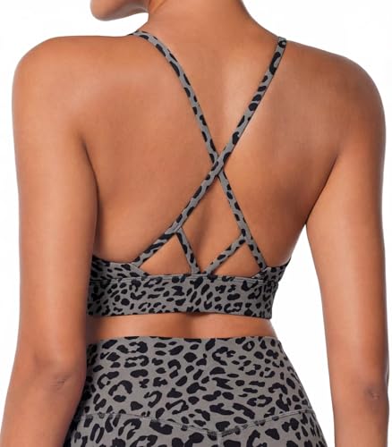 Image of Sunzel Strappy V Neck Criss Cross Back Sports Bra for Women | Removable Pads, Buttery Soft, Four-Way Stretch, Criss Cross Back, V Neck Contour Fit, Medium-Light Support, Yoga Workout Gym