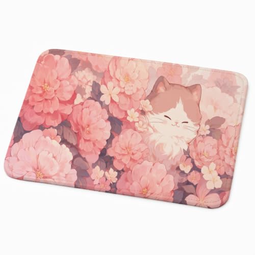 Image of Mouse Pad for Laptop & Desktop | 9x7 Inch Anti-Fray Stitched Edges | Non-Slip Rubber Base | Desk Setup Accessory for Students, Gamers & Professionals (Pink Kitty)