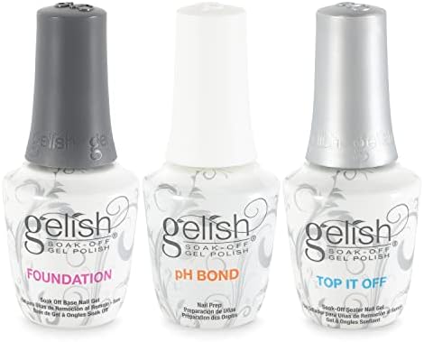 Gelish Terrific Trio Essentials 15 mL Basix Care Soak Off Manicure Gel Nail Polish Kit with Foundation, pH Bond and Top It Off Gel