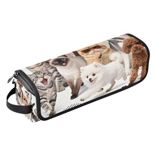 Estuche de viaje 2-en-1 para rizador con tapete resistente al calor impermeable, bolsa para planchas planas y rizadores, organizador portátil para herramientas de cabello, diseño con perros y gatos miniatura 1