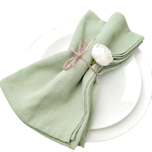 Plobeca Cloth Napkins Set of 10, 18x18 Inches Home Dinner Napkin 100% Cotton Napkins Washable Fabric Napkin Ideal for Family Dinner Party Wedding (Light Green)