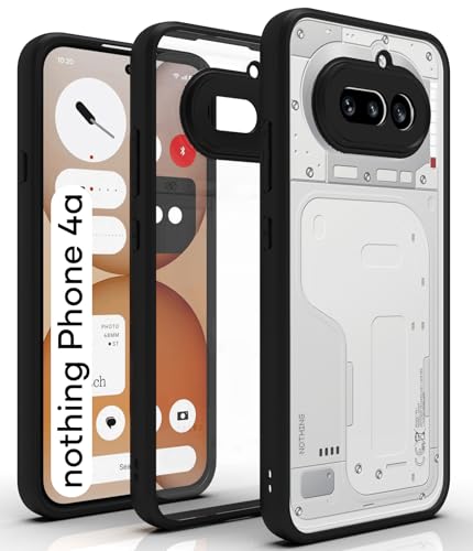 Image of RIGGEAR Shockproof Sleek Hybrid Armor Back Cover Case for Nothing Phone 4a 5G (Clear PC + Black TPU Bumper)