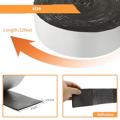 DOBTIM Foam Foil Pipe Insulation Wrap 3 in x 32 ft,Reflective Foil Insulation Tape Self Adhesive with High Resilience for Pipe Insulation Wrap
