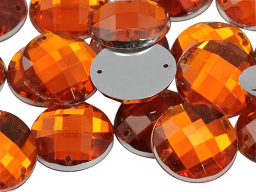 Allstarco 18mm (23/32") Orange Hyacinth Round Sew-On Gems, 30 PCS