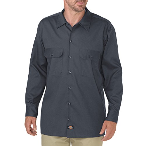 Dickies Men's Long Sleeve Flex Twill Work Shirt, Charcoal, X-Large